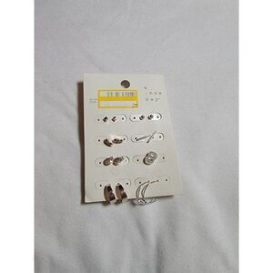 Target Womens Rose Gold Silver Metal Clutch Back Rhinestone Earrings Pair Of 6